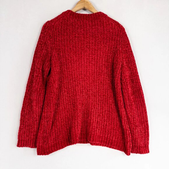 Talbots Sweater Womens Medium Red Chenille Pullover Chunky Knit Soft Cozy Casual - Picture 2 of 8